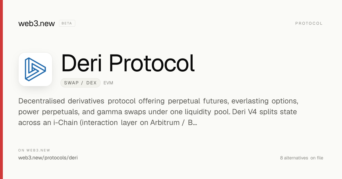 Deri Protocol — Swap / DEX · web3.new
