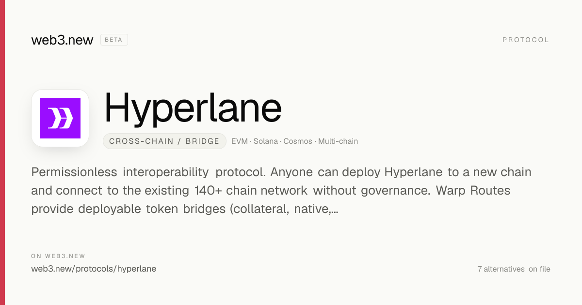 Hyperlane — Cross-chain / Bridge · web3.new