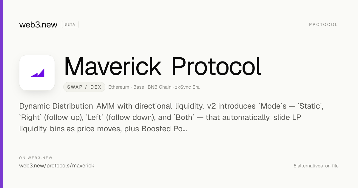 Maverick Protocol — Swap / DEX · web3.new