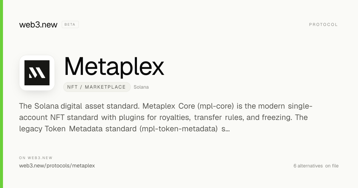 Metaplex — NFT / Marketplace · web3.new