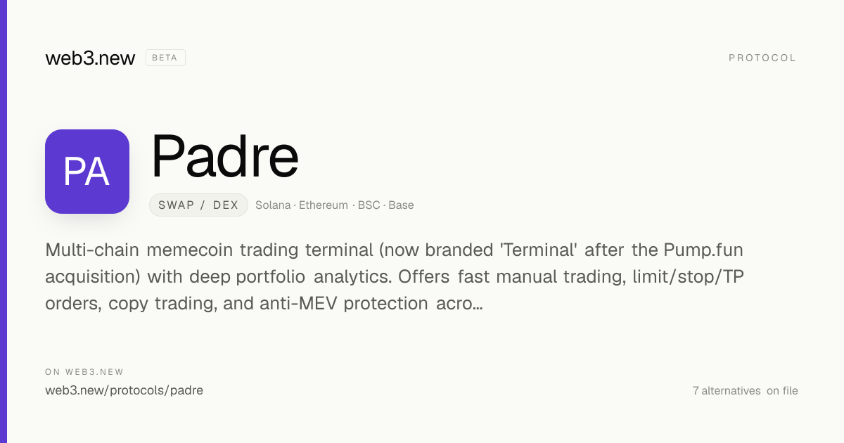 Padre — Swap / DEX · web3.new