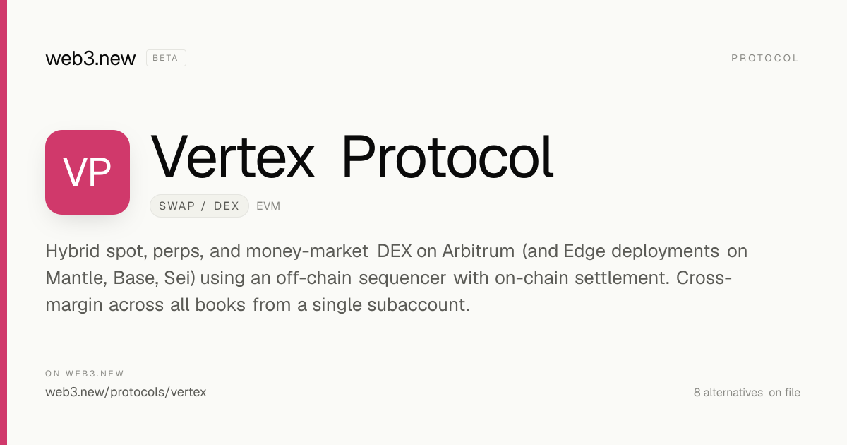 Vertex Protocol — Swap / DEX · web3.new